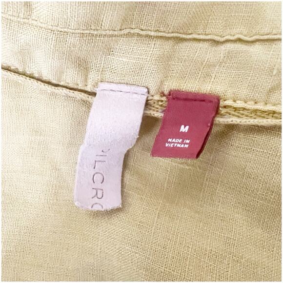 PILCRO Anthropologie 100% Linen Surf Button Down Short Sleeve Shirt Yellow Med - Picture 11 of 13